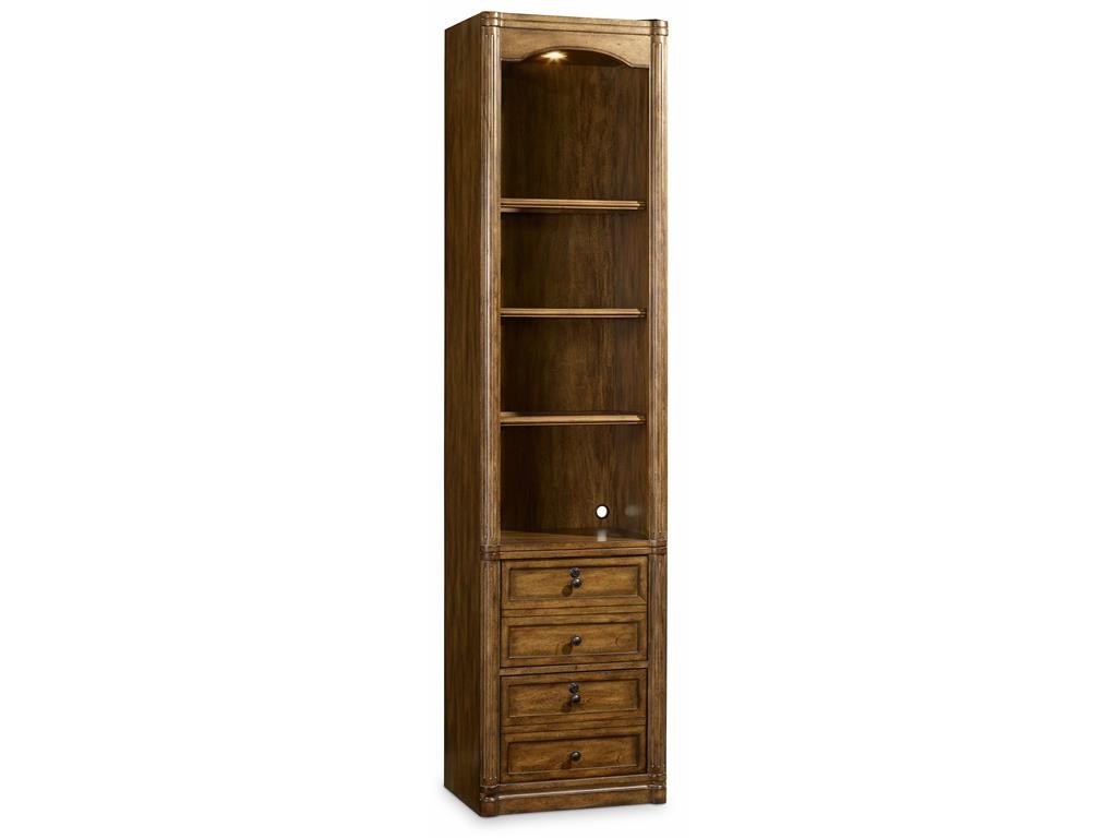 Hooker Furniture Home Office Saint Armand Wall Storage Cabinet is made of light wood with three adjustable glass shelves framed in wood. It also comes with locking file drawers which are perfect for the clutter-free environment in a minimalist setting. 