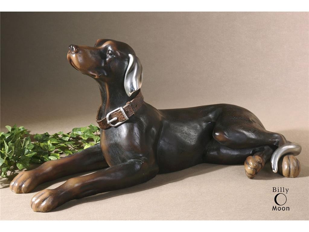 The Uttermost Accessories Resting Dog, Statue 19070 offers an amazing contrast to the starkness of white.
