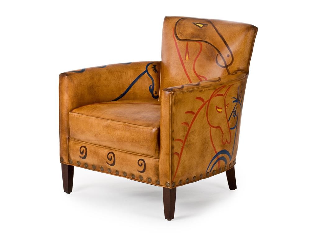 The Hancock and Moore Living Room Norvell Ancient Thunder Horse Painting Chair 4797-AT has an unpretentious farm appeal to it which is perfect for your American Gothic home. 