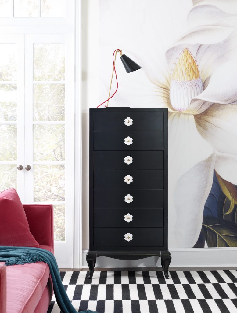 1586-90014-BLK1 Belle Semainier Chest is petite and vertically superb for any small apartment. 