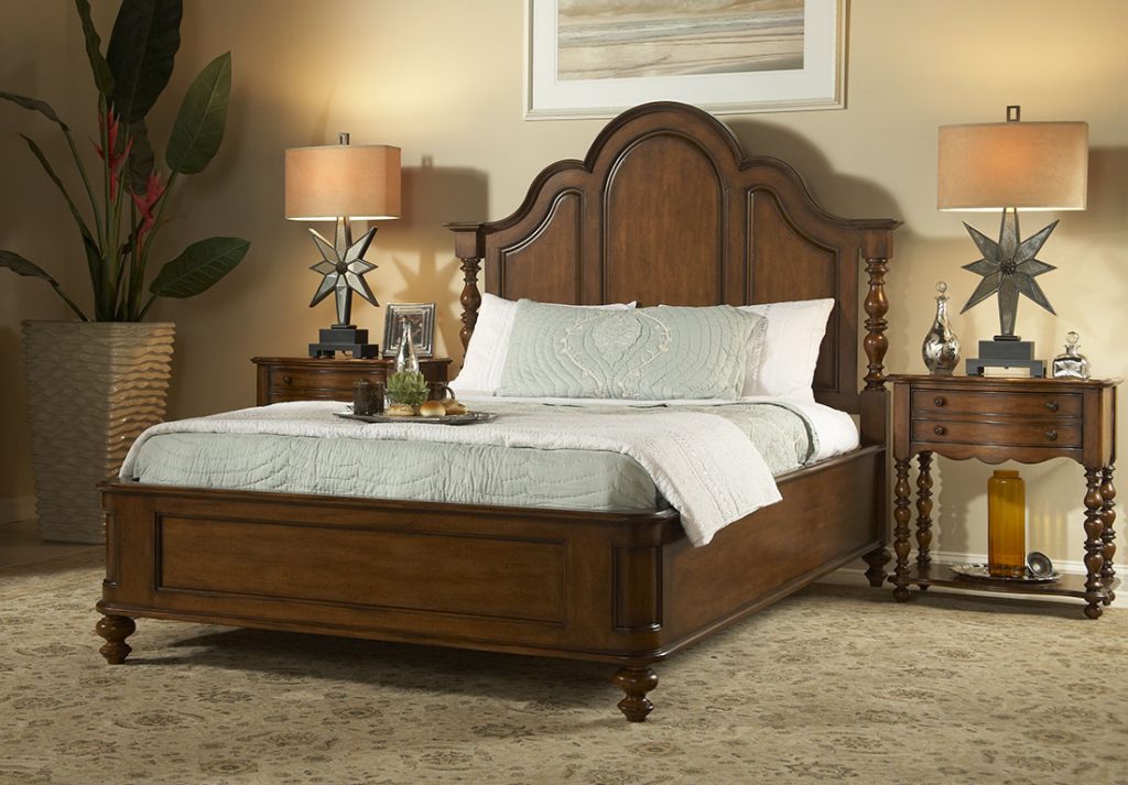 FFDM Summer Home Collection: The unifying color in this traditional bedroom is brown in different shades. 