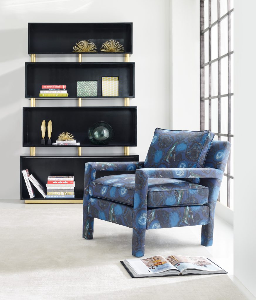 The 1140CR Ryder Chair 1586-10446A-BLK3 Skyline Bookcase duo makes blue so enviable. 