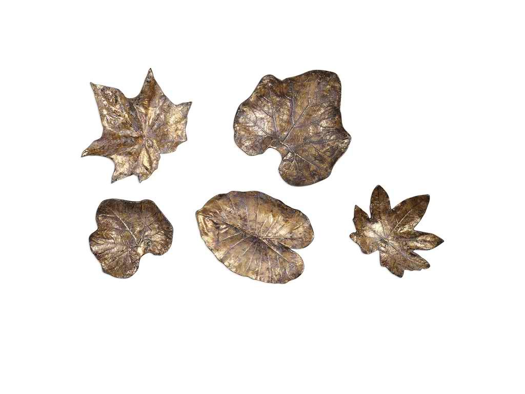 Uttermost Accessories Bronze Leaves Wall Art Set5 04063