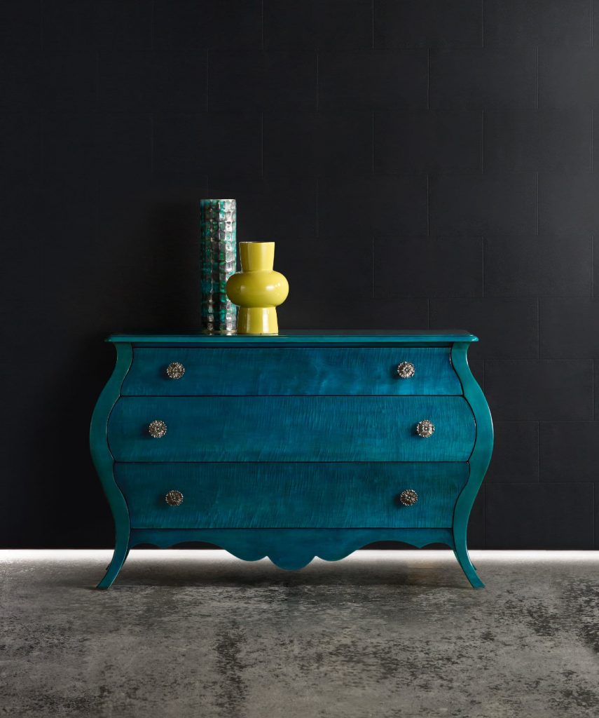 BLOG 7. Hooker Furniture Living Room Melange Nina Bombe Chest - Turquoise