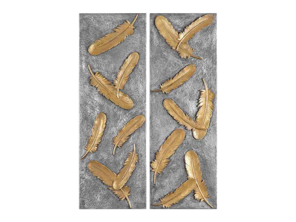 Uttermost Accessories Falling Feathers Gold Wall Art Set2 04073
