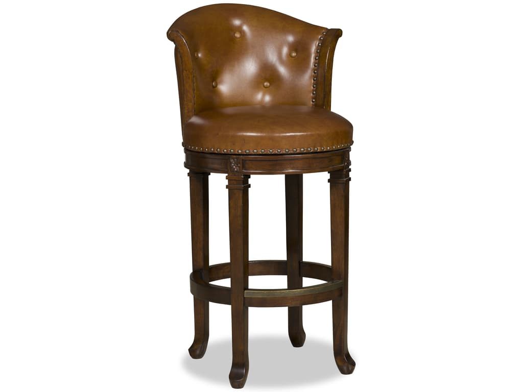 Hooker Furniture Dining Room Manhattan - Transitional Barstool features the unique fusion of quality leather and wood. 