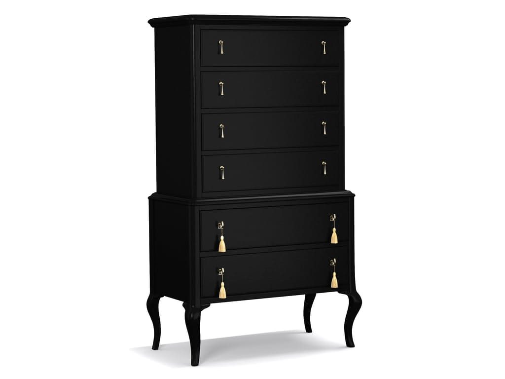 Black is the color of midnight and so this CYNTHIA ROWLEY for HOOKER FURNITURE twin peak six-drawer chest on chest is perfect for Halloween.