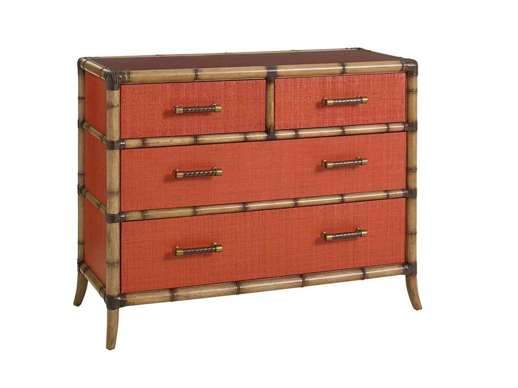 Tommy Bahama Home Bedroom Red Coral Chest 559-624 comes in a hot, trendy color. 