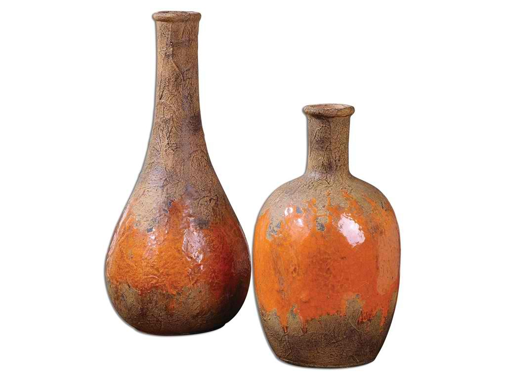 The Accessories Uttermost Kadam Ceramic Vases S.2 19825 come in the beautiful, rustic colors of the fall season. 