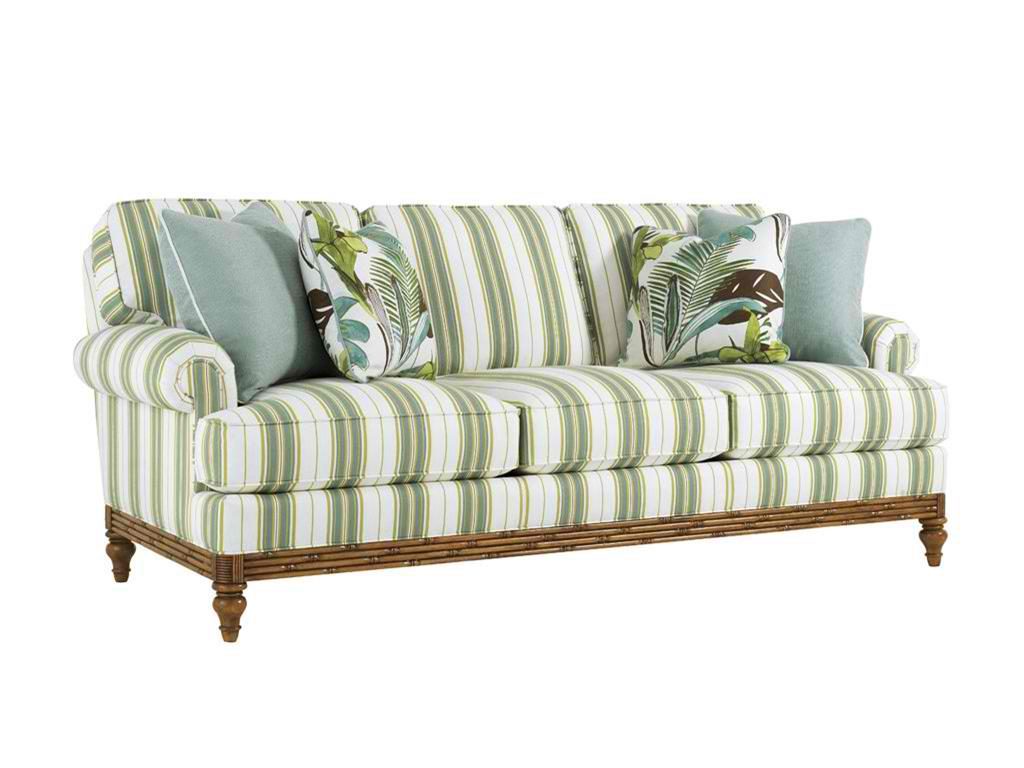 The Tommy Bahama Home Living Room Golden Isle Sofa 1604-33 has colors and patterns that are perfect for your beach-inspired home.