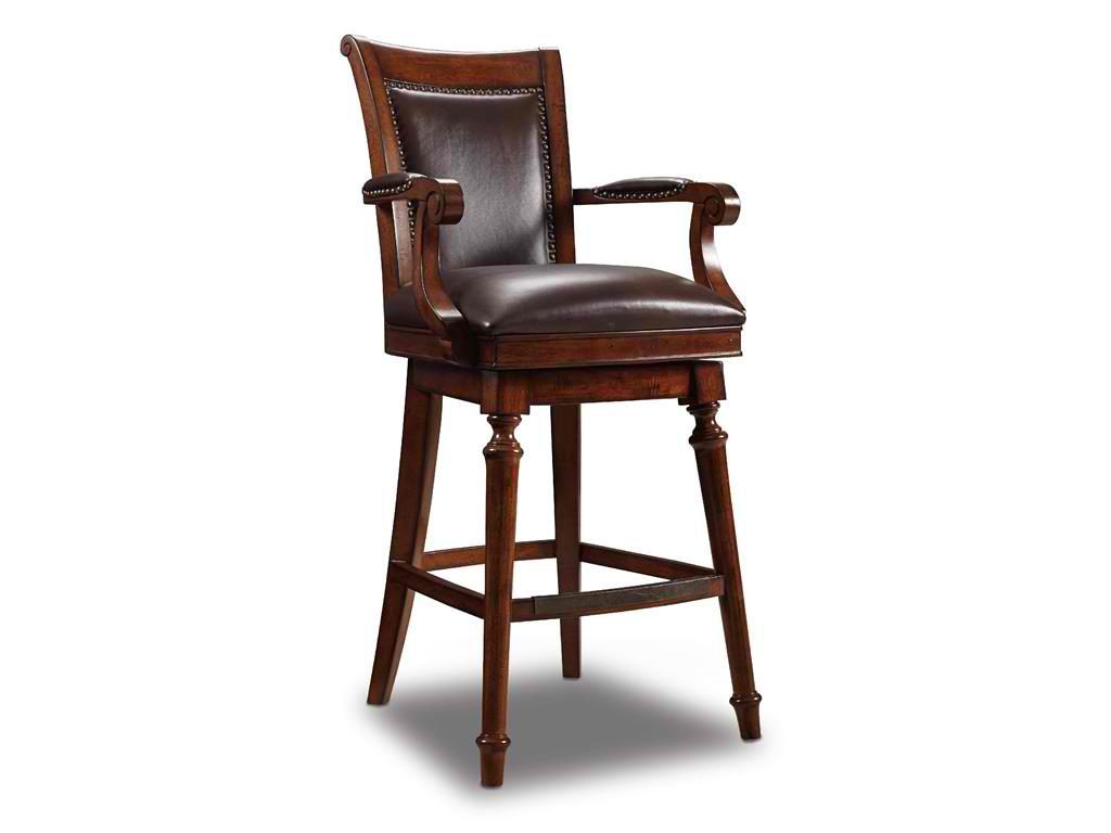 Hooker Furniture Dining Room Merlot Barstool 300-20025 has warm hues for your rustic home bar. 