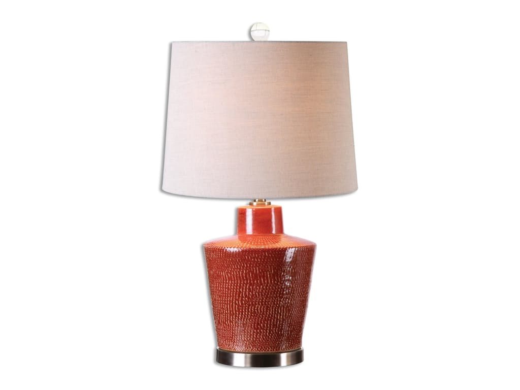 Lamps and Lighting Uttermost Cornell Brick Red Table Lamp 26903 proves that brick doesn't always have to be on the wall. 